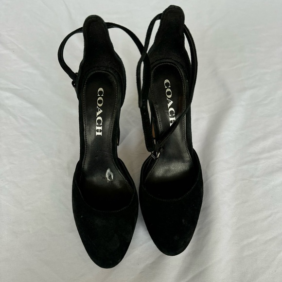 COACH Chrystie Suede Ankle Strap Block Heel Size 5.5 - Picture 8 of 8